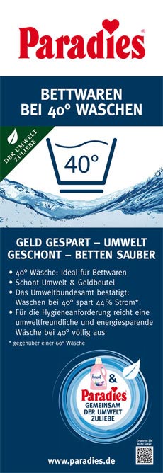 Werbeanzeige Waschen bei 40Grad