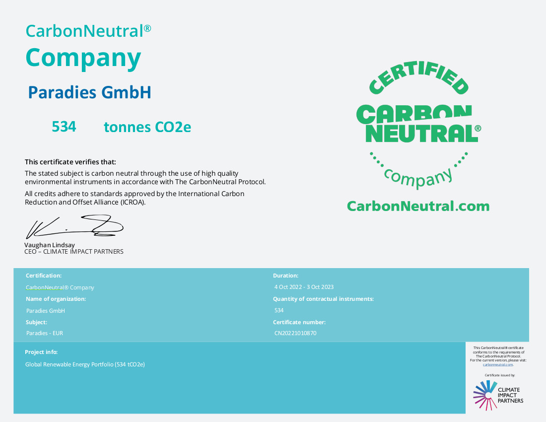Zertifikat CarbonNeutral®